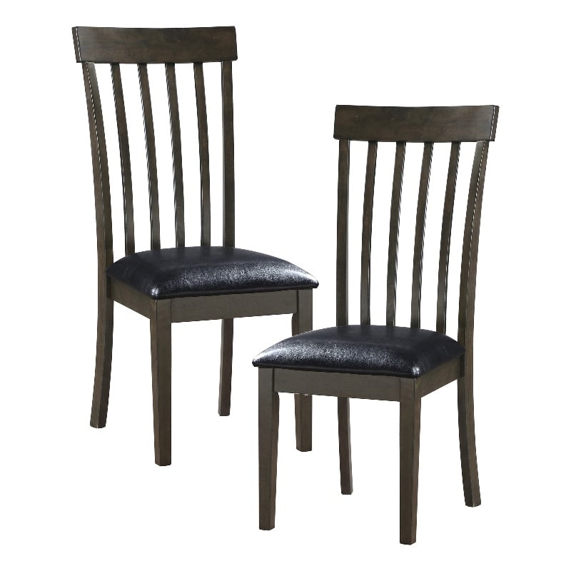 Pemberly Row Faux Leather Dining Room Side Chair in Black (Set of 6)