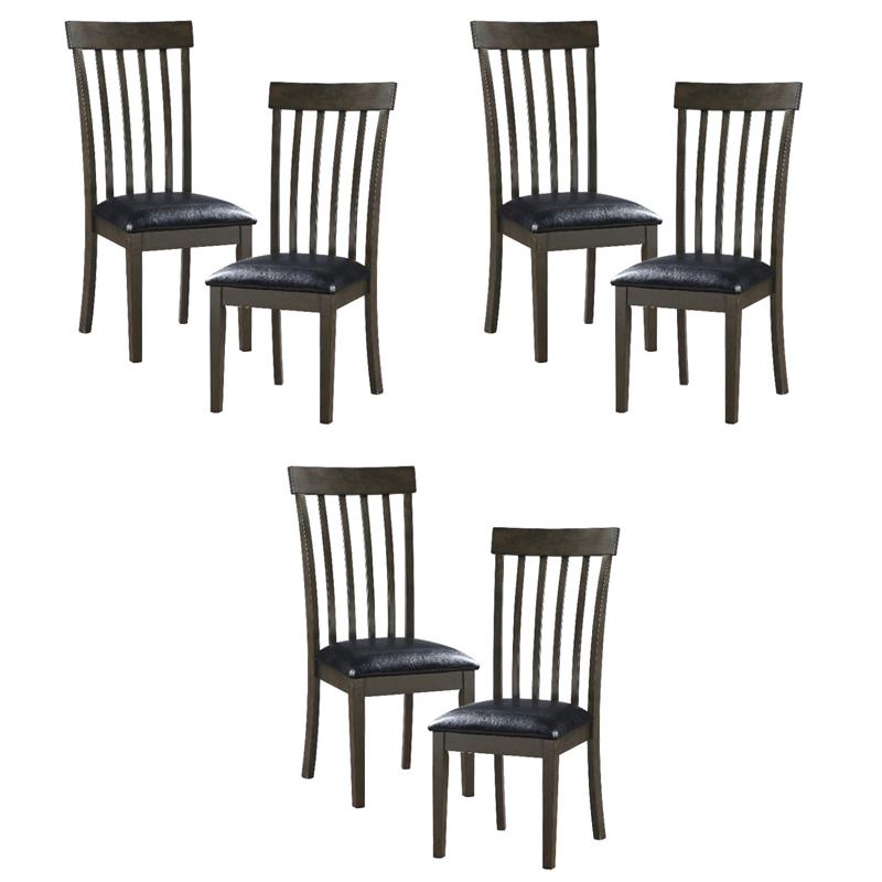 Pemberly Row Faux Leather Dining Room Side Chair in Black (Set of 6)