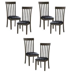 Pemberly Row Faux Leather Dining Room Side Chair in Black (Set of 6)