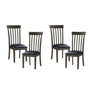 Pemberly Row Faux Leather Dining Room Side Chair in Black (Set of 4)