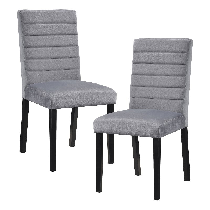 Pemberly Row Wood and Velvet Upholstery Dining Side Chair in Gray (Set of 6)