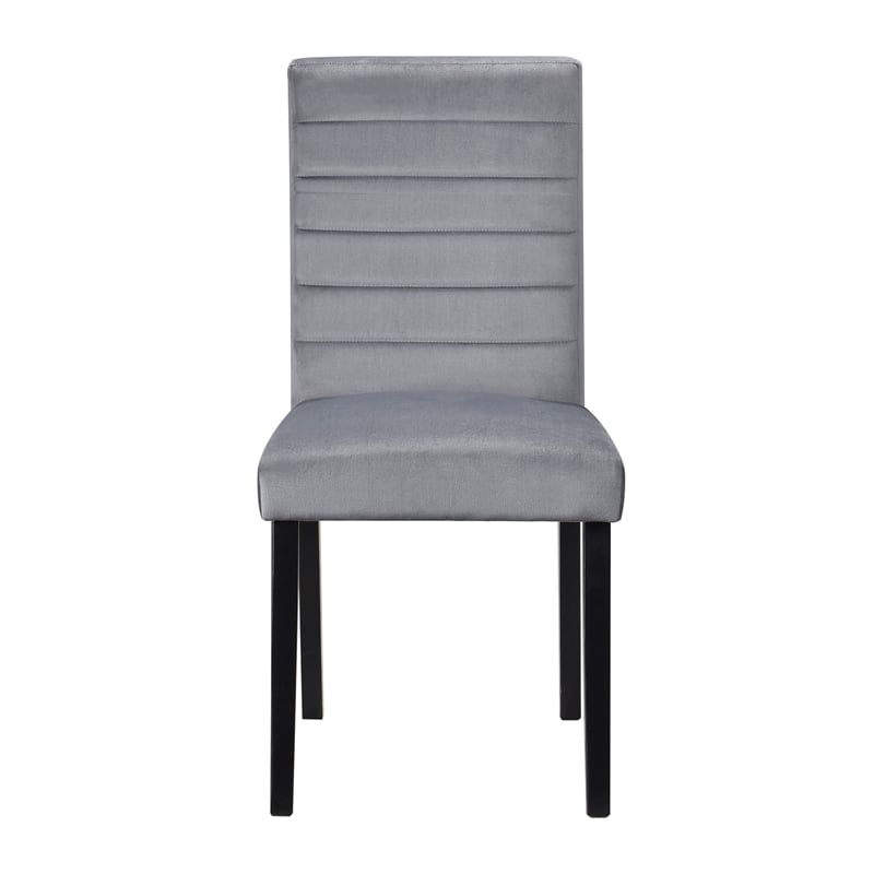 Pemberly Row Wood and Velvet Upholstery Dining Side Chair in Gray (Set of 6)