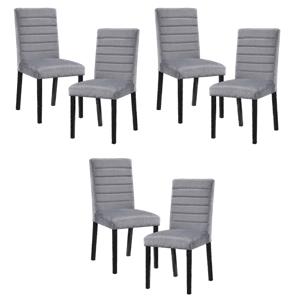Pemberly Row Wood and Velvet Upholstery Dining Side Chair in Gray (Set of 6)