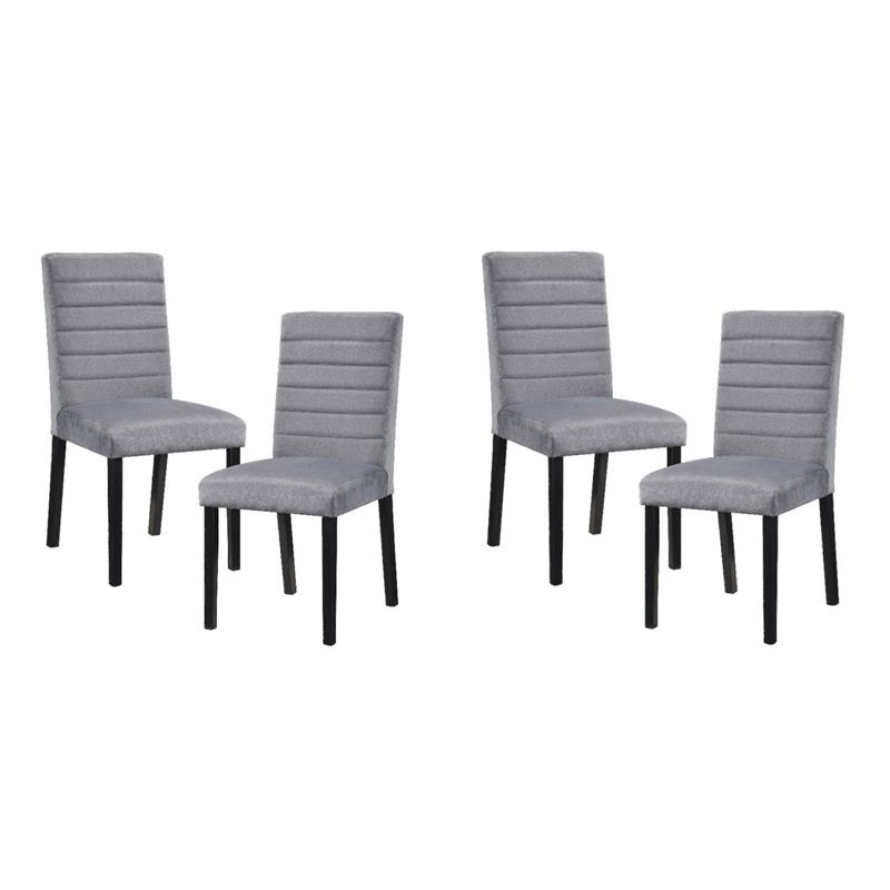 Pemberly Row Wood and Velvet Upholstery Dining Side Chair in Gray (Set of 4)