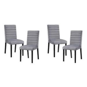 Pemberly Row Wood and Velvet Upholstery Dining Side Chair in Gray (Set of 4)