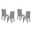 Pemberly Row Wood and Velvet Upholstery Dining Side Chair in Gray (Set of 4)
