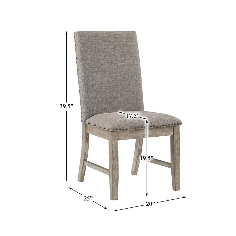 Pemberly Row Wood and Fabric Dining Chairs in Brownish Gray (Set of 6)