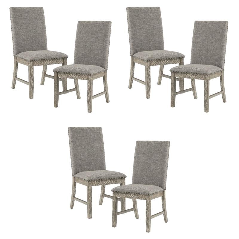 Pemberly Row Wood and Fabric Dining Chairs in Brownish Gray (Set of 6)