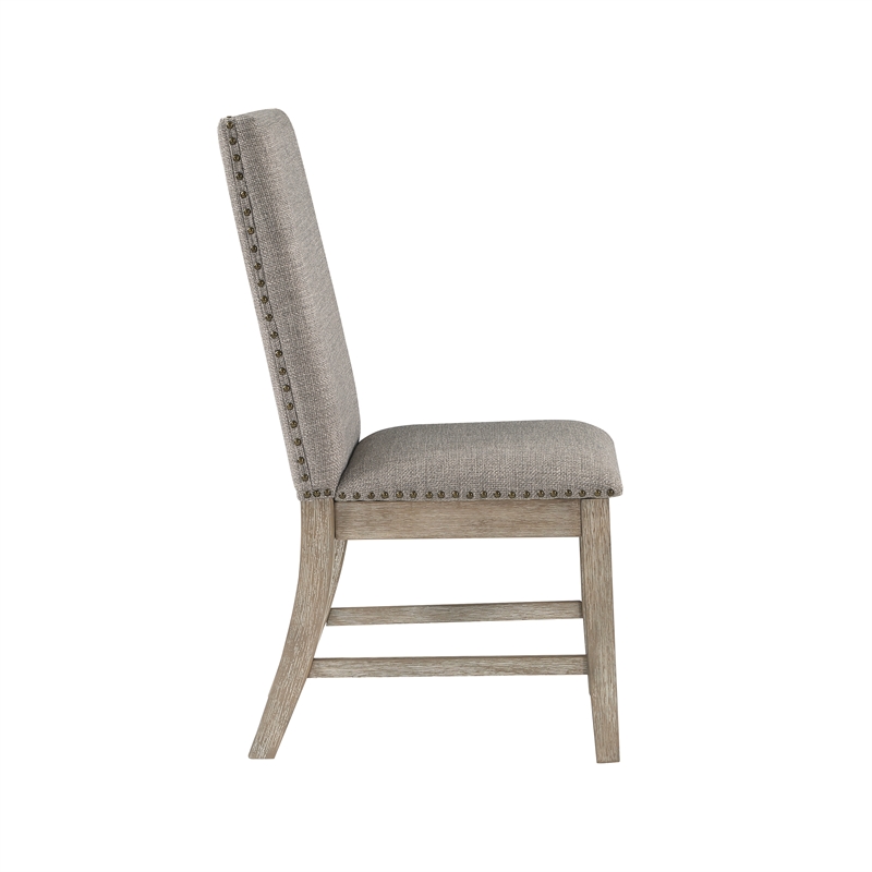 Pemberly Row Wood and Fabric Dining Chairs in Brownish Gray (Set of 4)