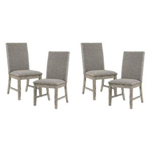 Pemberly Row Wood and Fabric Dining Chairs in Brownish Gray (Set of 4)