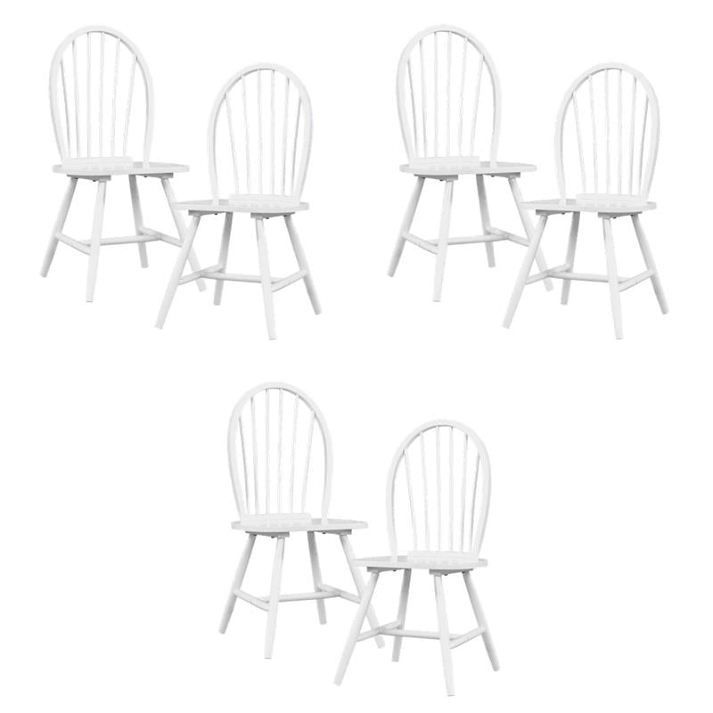 Pemberly Row Wood Dining Room Side Chair - Set of 6 in White