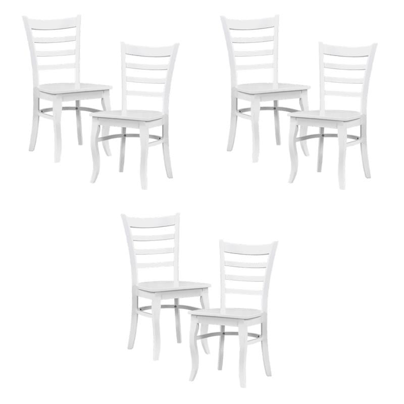Pemberly Row Wood Dining Room Side Chair - Set of 6 in White