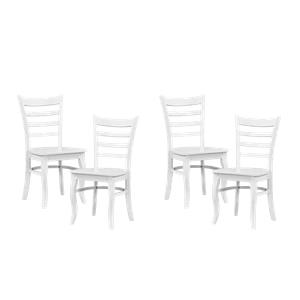 Pemberly Row Wood Dining Room Side Chair - Set of 4 in White