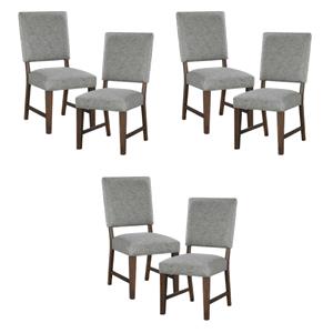 Pemberly Row Wood & Fabric Dining Room Set of 6 Side Chair in Gray