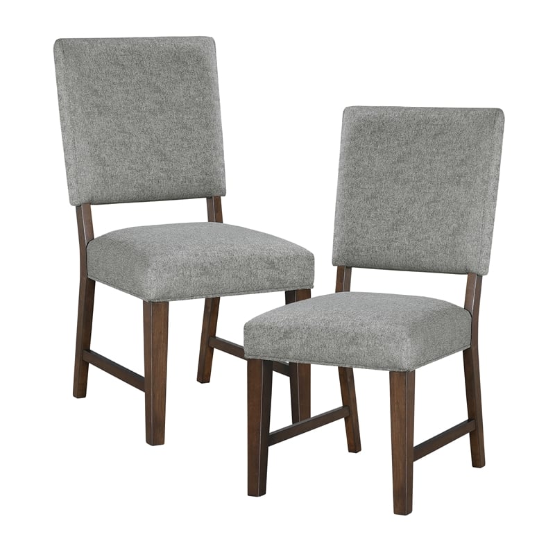Pemberly Row Wood & Fabric Dining Room Set of 4 Side Chair in Gray
