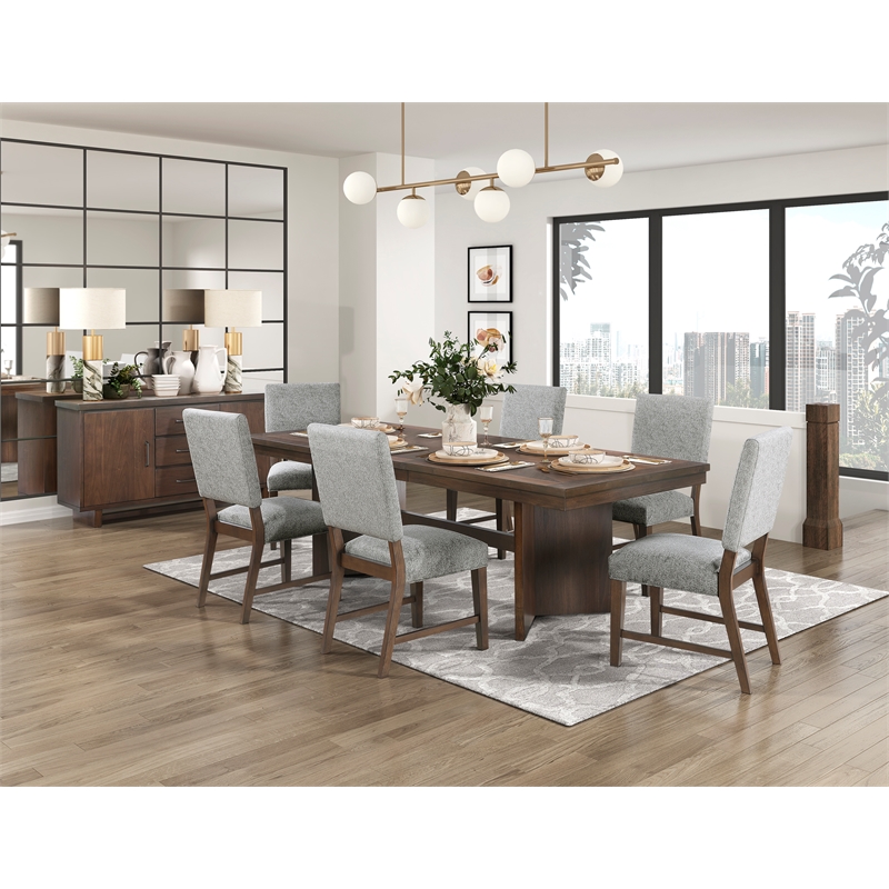 Pemberly Row Wood & Fabric Dining Room Set of 4 Side Chair in Gray