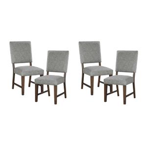 Pemberly Row Wood & Fabric Dining Room Set of 4 Side Chair in Gray
