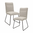 Pemberly Row Metal & Fabric Dining Room Set of 6 Side Chair in Beige