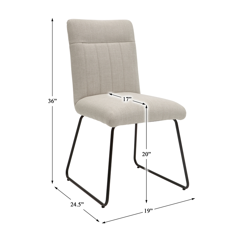 Pemberly Row Metal & Fabric Dining Room Set of 6 Side Chair in Beige