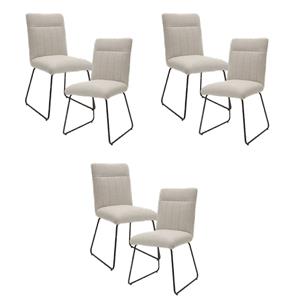 Pemberly Row Metal & Fabric Dining Room Set of 6 Side Chair in Beige