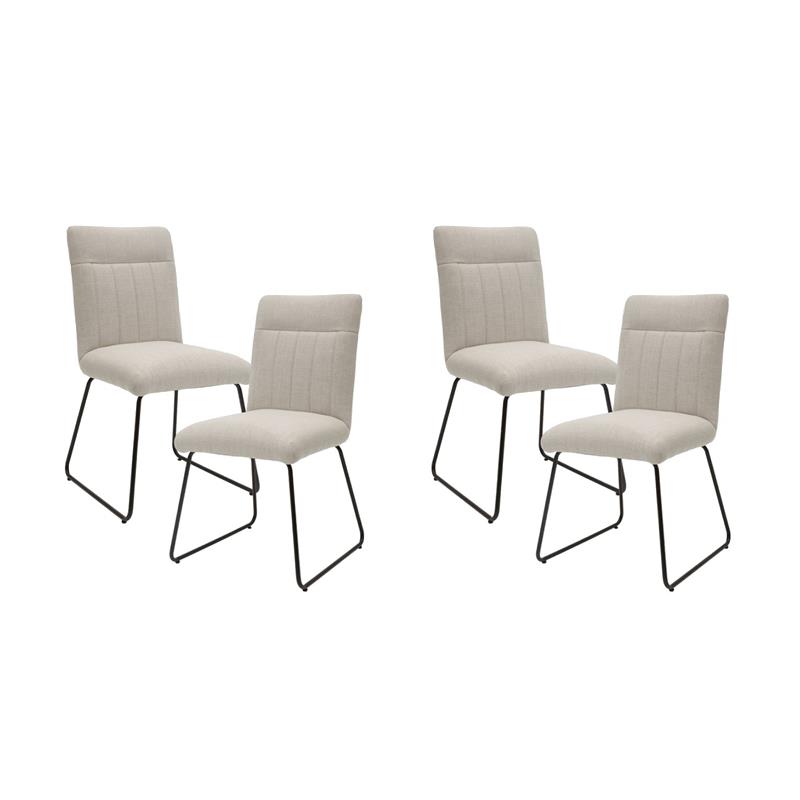Pemberly Row Metal & Fabric Dining Room Set of 4 Side Chair in Beige