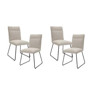 Pemberly Row Metal & Fabric Dining Room Set of 4 Side Chair in Beige