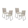 Pemberly Row Metal & Fabric Dining Room Set of 4 Side Chair in Beige
