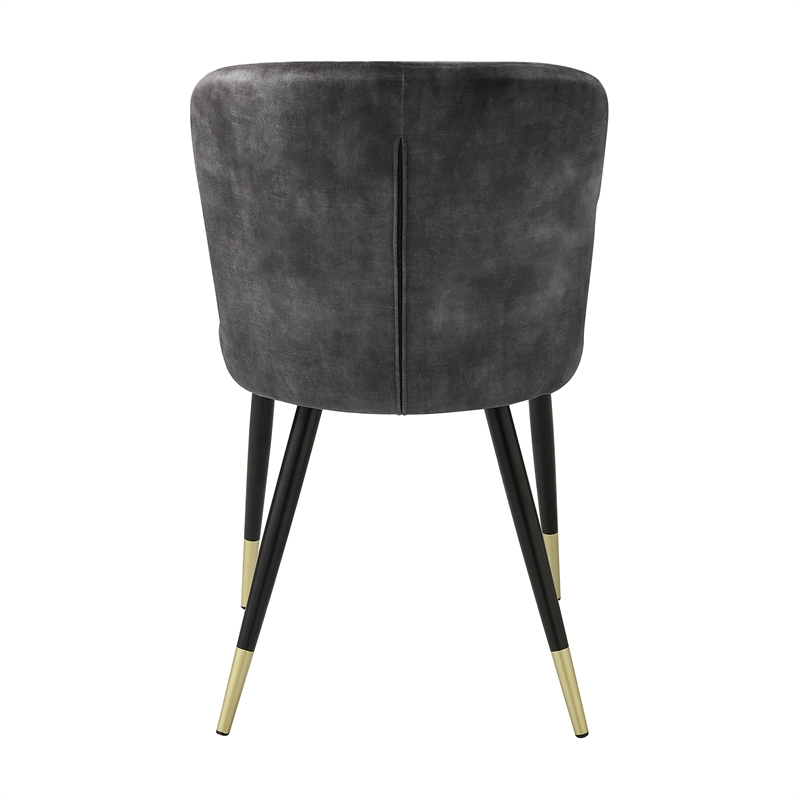 Pemberly Row Metal & Velvet Dining Room Set of 6 Side Chair in Charcoal