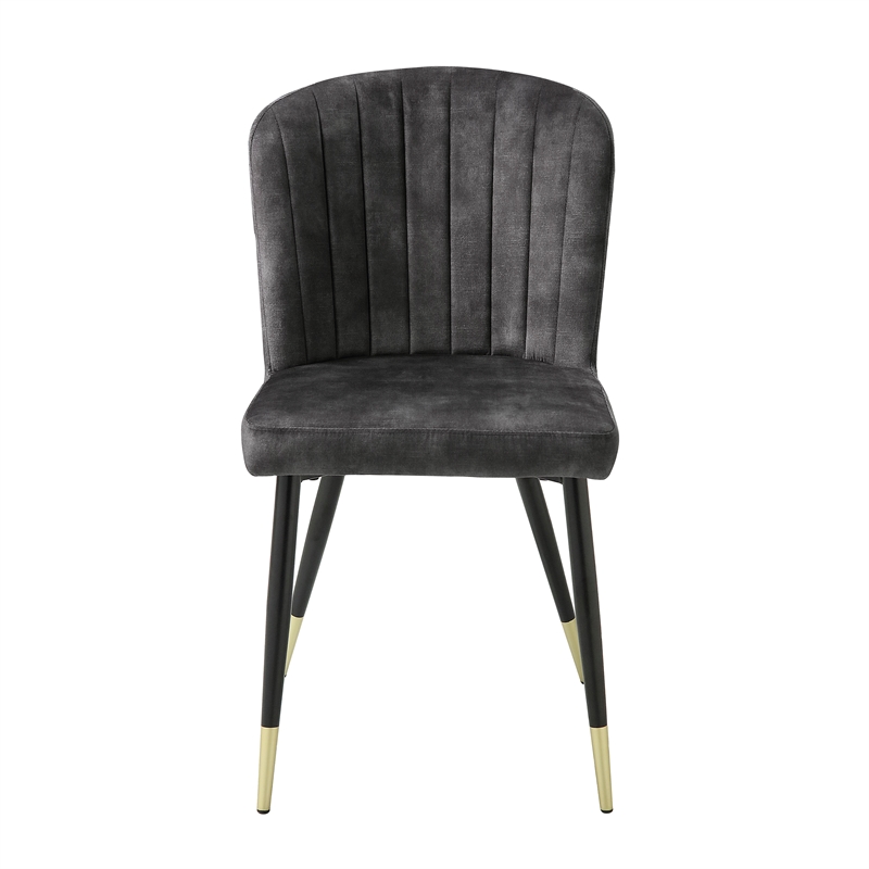 Pemberly Row Metal & Velvet Dining Room Set of 4 Side Chair in Charcoal