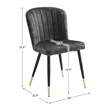 Pemberly Row Metal & Velvet Dining Room Set of 4 Side Chair in Charcoal