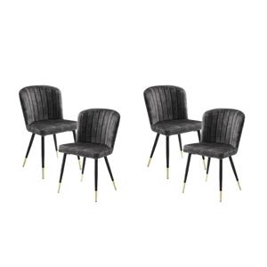 Pemberly Row Metal & Velvet Dining Room Set of 4 Side Chair in Charcoal