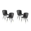 Pemberly Row Metal & Velvet Dining Room Set of 4 Side Chair in Charcoal