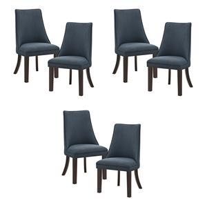Pemberly Row Textured Dining Room Side Chair - Set of 6 in Blue Gray
