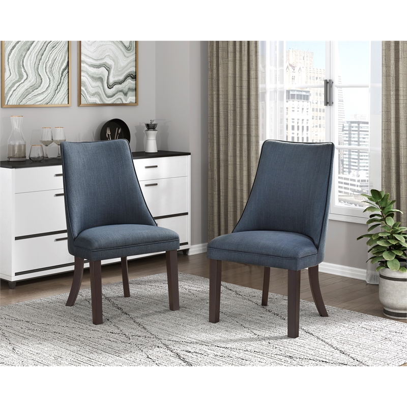 Pemberly Row Textured Dining Room Side Chair - Set of 4 in Blue Gray