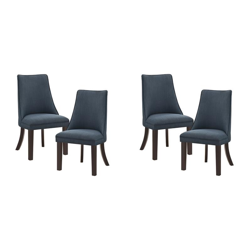 Pemberly Row Textured Dining Room Side Chair - Set of 4 in Blue Gray