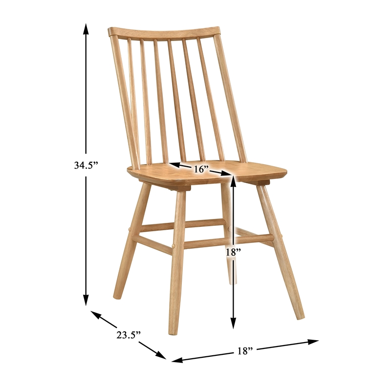 Pemberly Row Asian Hardwood Dining Room Side Chair - Set of 6 in Natural Oak