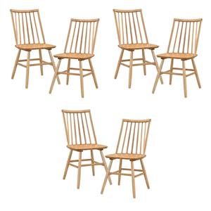 Pemberly Row Asian Hardwood Dining Room Side Chair - Set of 6 in Natural Oak