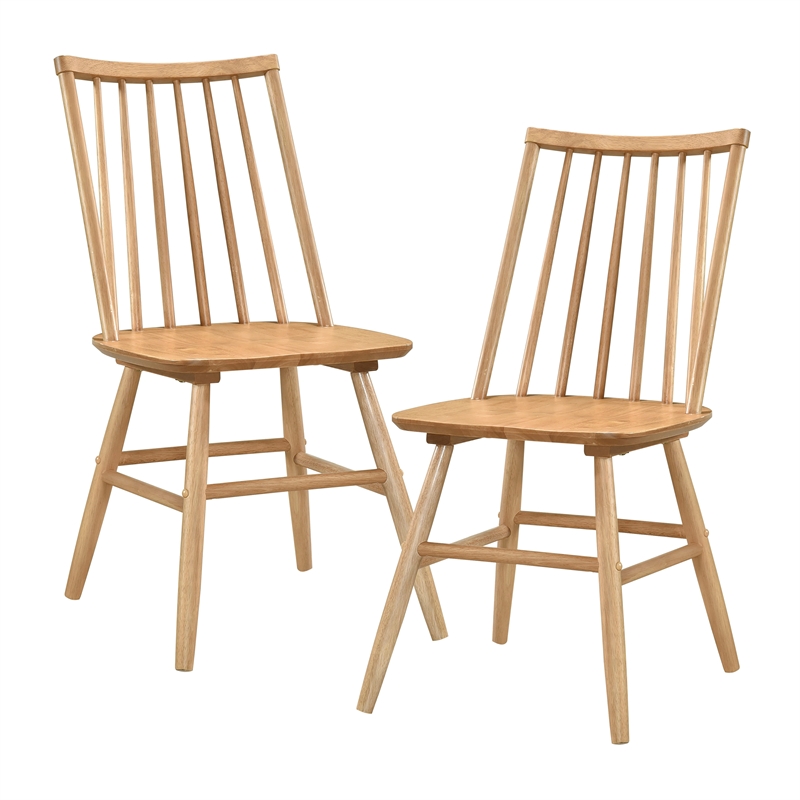 Pemberly Row Asian Hardwood Dining Room Side Chair - Set of 4 in Natural Oak