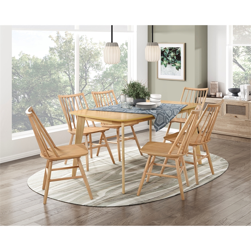 Pemberly Row Asian Hardwood Dining Room Side Chair - Set of 4 in Natural Oak