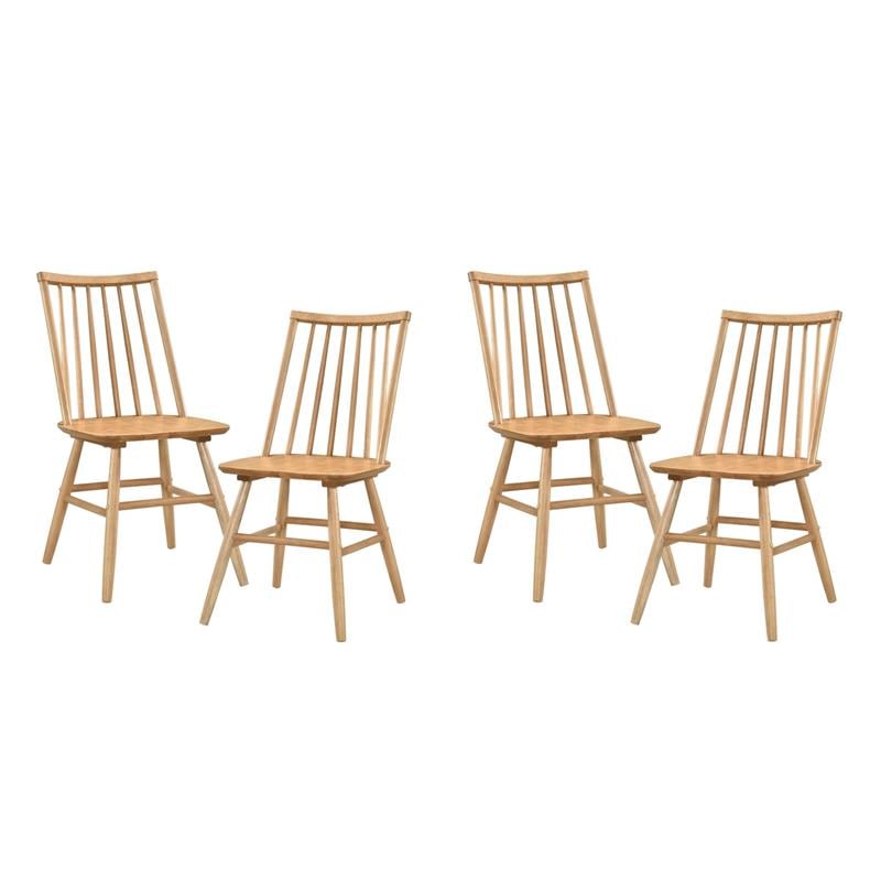 Pemberly Row Asian Hardwood Dining Room Side Chair - Set of 4 in Natural Oak
