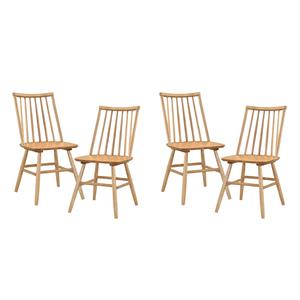 Pemberly Row Asian Hardwood Dining Room Side Chair - Set of 4 in Natural Oak