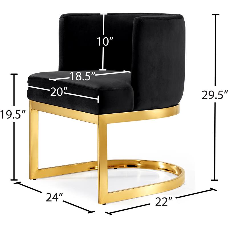 Pemberly Row Contemporary Set of 6 Black Velvet Dining Chairs
