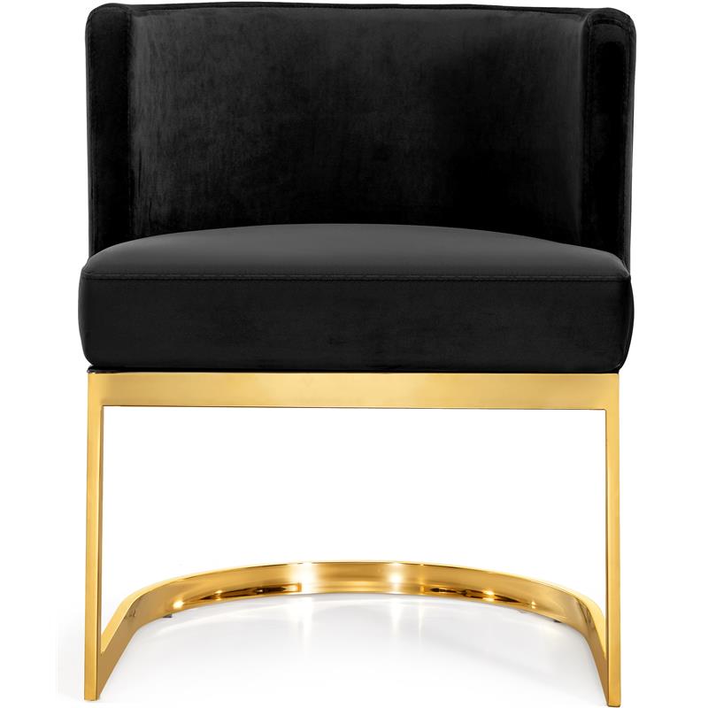 Pemberly Row Contemporary Set of 4 Black Velvet Dining Chairs