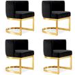 Pemberly Row Contemporary Set of 4 Black Velvet Dining Chairs