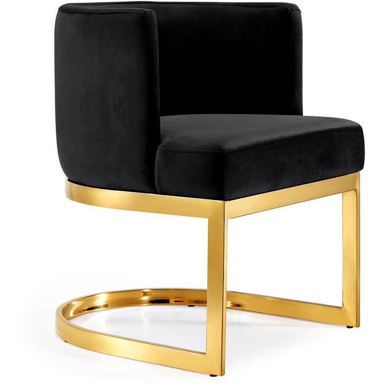 Pemberly Row Contemporary Set of 2 Black Velvet Dining Chairs