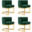 Pemberly Row Contemporary Set of 4 Green Velvet Dining Chairs