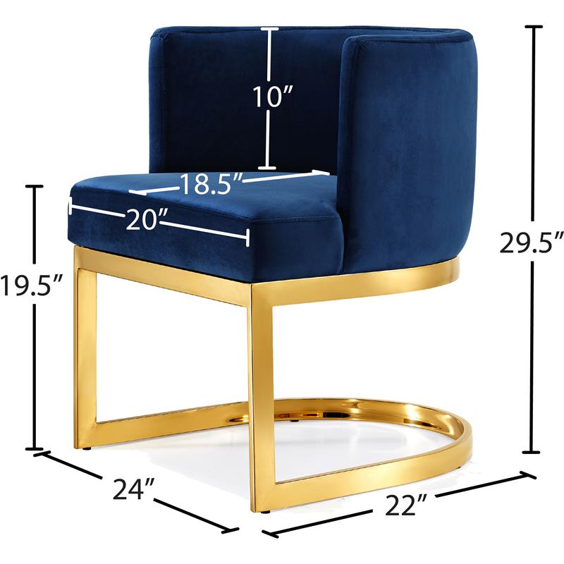 Pemberly Row Contemporary Set of 6 Navy Velvet Dining Chairs