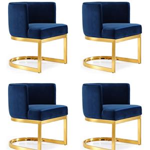 Pemberly Row Contemporary Set of 4 Navy Velvet Dining Chairs