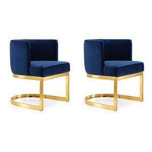Pemberly Row Contemporary Set of 2 Navy Velvet Dining Chairs