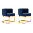 Pemberly Row Contemporary Set of 2 Navy Velvet Dining Chairs
